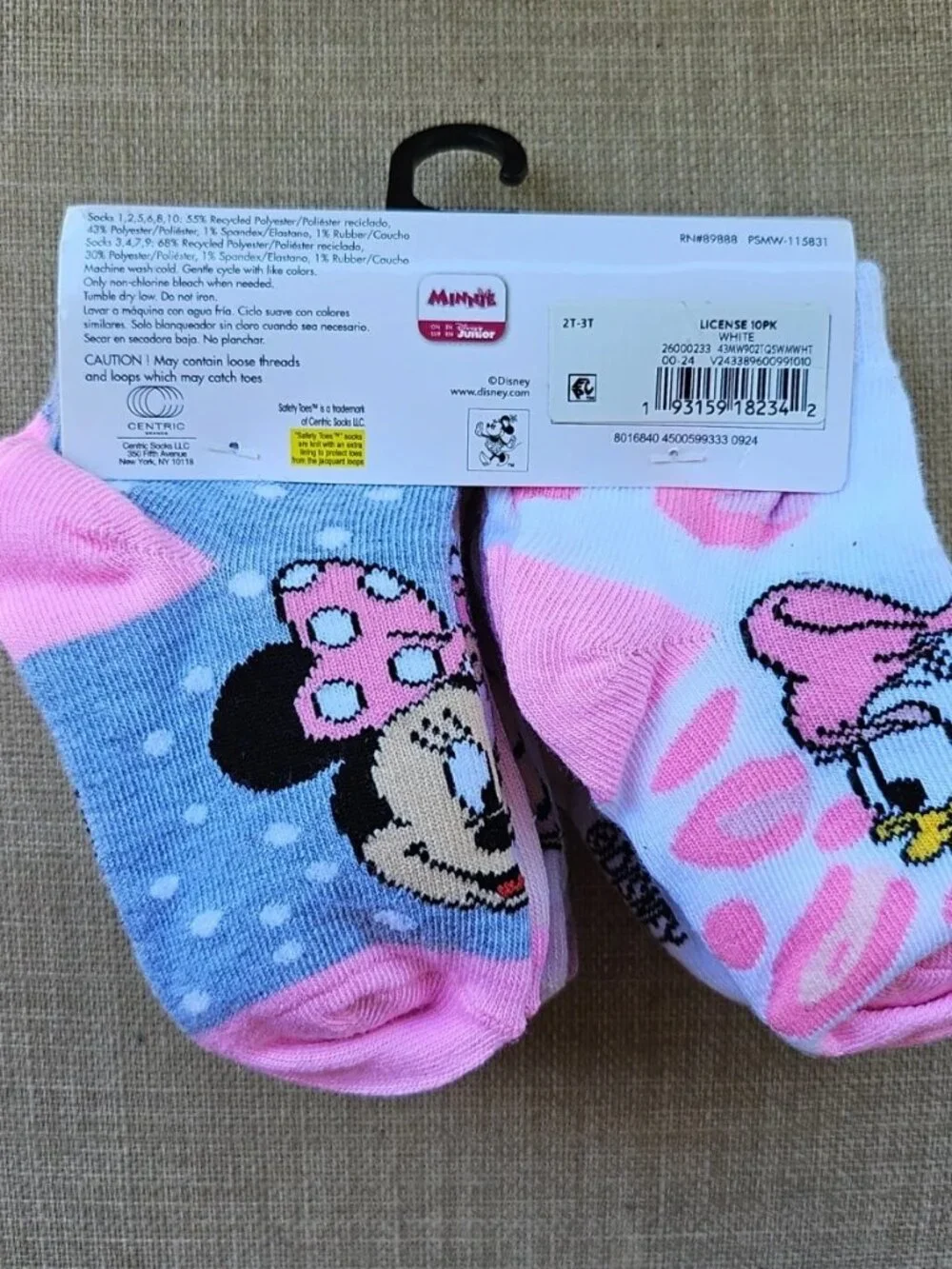 Disney Minnie Mouse Kids Socks set of 10 Multi Color Ankle Socks Size 2T-3T NEW